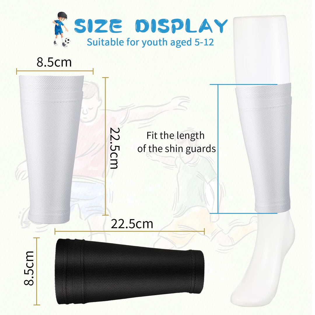 Shin Guard Sleeves Soccer Youth Calf Support Compression Sleeves Football Leg Sleeves for Men Kids Adult Sports (4 Pairs)