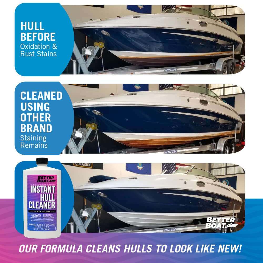 Fiberglass Boat Hull Cleaner for Boats & Boat Cleaner Cleaning Supplies Marine Metal Stain Remover and Restorer Boat Soap Wash Pro Products Clean Deck Pontoon & Sailboat & Boat Deck Cleaner