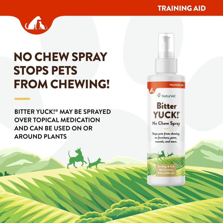 Bitter Yuck! No Chew Spray for Dogs, Cats, and Horses Pet Training Spray, Liquid, Made in The USA, 8 Ounce