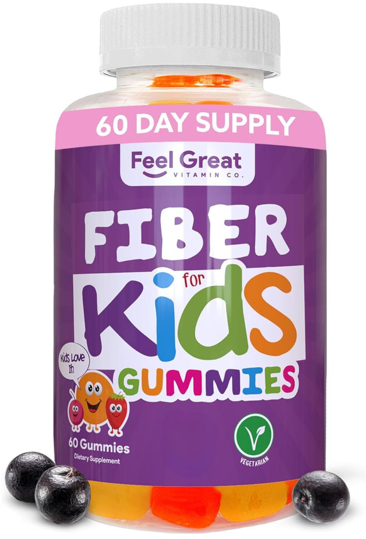 Fiber Gummies for Kids for Digestive Support | Constipation Relief for Kids | Fruity Flavored Chewable Fiber Gummies | Vegetarian Supplements | 60 Day Supply