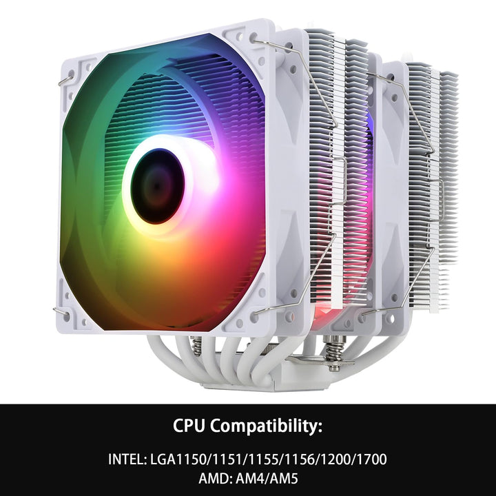 Peerless Assassin 120 SE ARGB White CPU Air Cooler, 6 Heat Pipes Cpu cooler, Dual 120mm TL-C12CW-S PWM Fan, Aluminium Heatsink Cover, AGHP Technology, for AMD AM4/AM5 Intel 1700/115X/1200