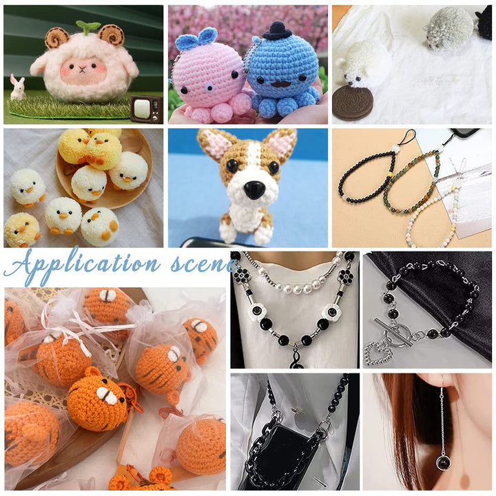 1380pcs Plastic Craft Beads, 5 Sizes Black Round Eyes for Doll Making, Amigurumi, Crochet, Bracelet Jewelry Making
