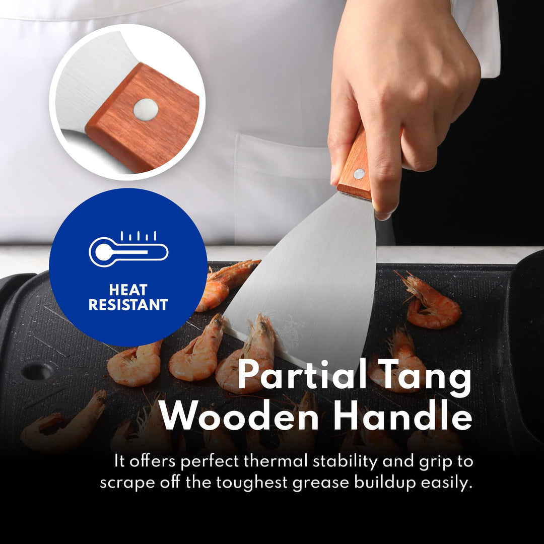 38309 Wood Handle Slant Edge Grill Scrapers, 4 by 8.5-Inch