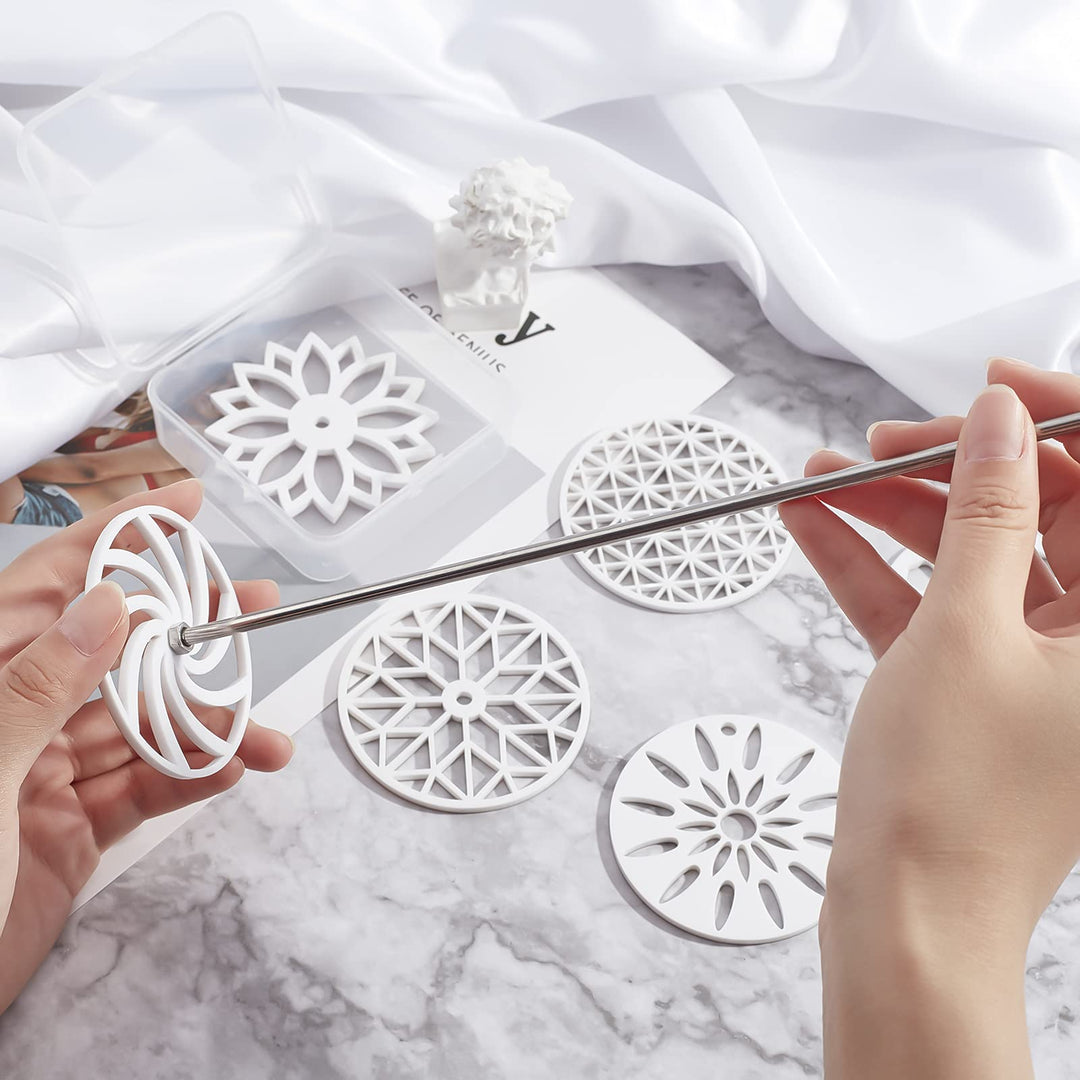 6 Styles 2.5 Round Soap Mold Tools Silicone Swirl Latte Partition Flower Templates Soap Kaleidoscope Pull Through Mold 11.8 Stick for Handmade Soap, Christmas Candle Making, Cake Decor