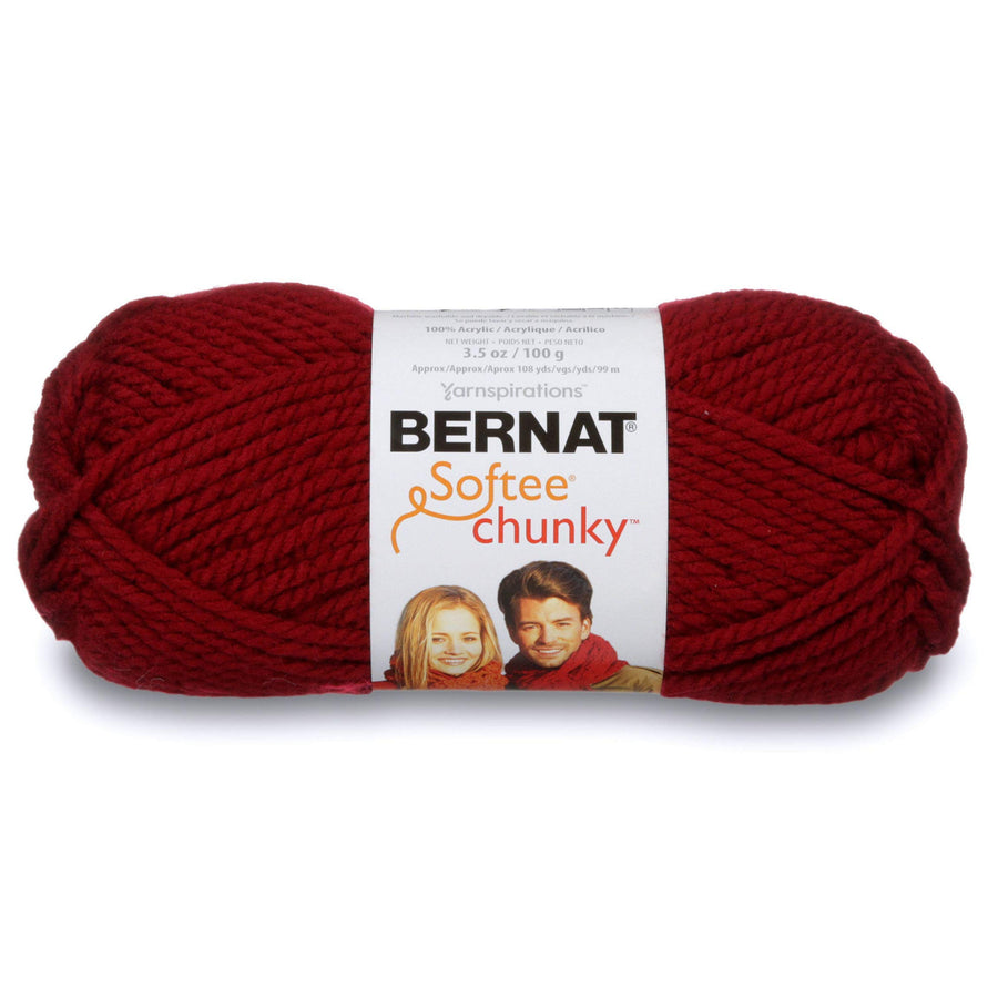 Softee Chunky Yarn, 3.5 Oz, Gauge 6 Super Bulky, Wine