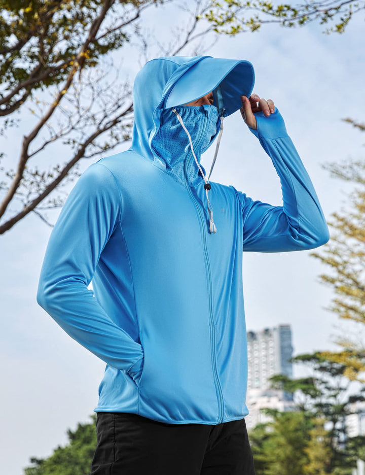 Fishing Shirts for Men UPF 50+ Sun Protection Rash Guard for Men SPF Hoddie Long Sleeve Outdoor Hiking Shirts