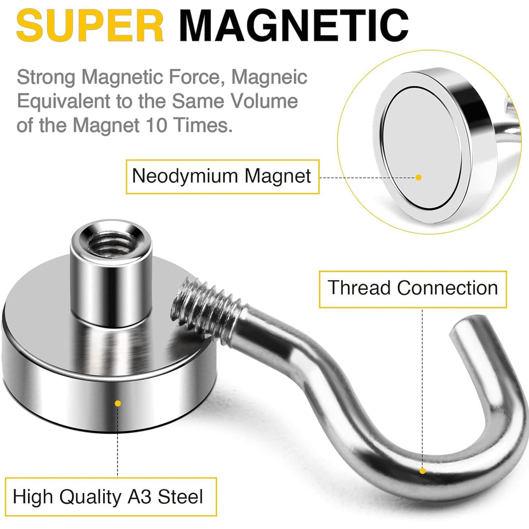 Magnetic Hooks, 30lbs+ Heavy Duty Magnetic Hooks Cruise for Hanging, Super Strong Magnet Hooks for Cruise Cabin, Refrigerator, Classroom, Magnetic Metal Hooks for Grill (Sliver, Pack of 20)