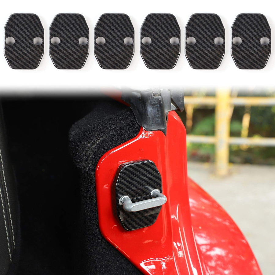 for Jeep JK ABS Carbon Fiber Door Lock Covers Protection Trim for 2007-2019 Jeep Wrangler JK JKU, for 2016+ Jeep Renegade, for 2011+ Grand Cherokee, for Chrysler, for 2019 RAM 6PCS