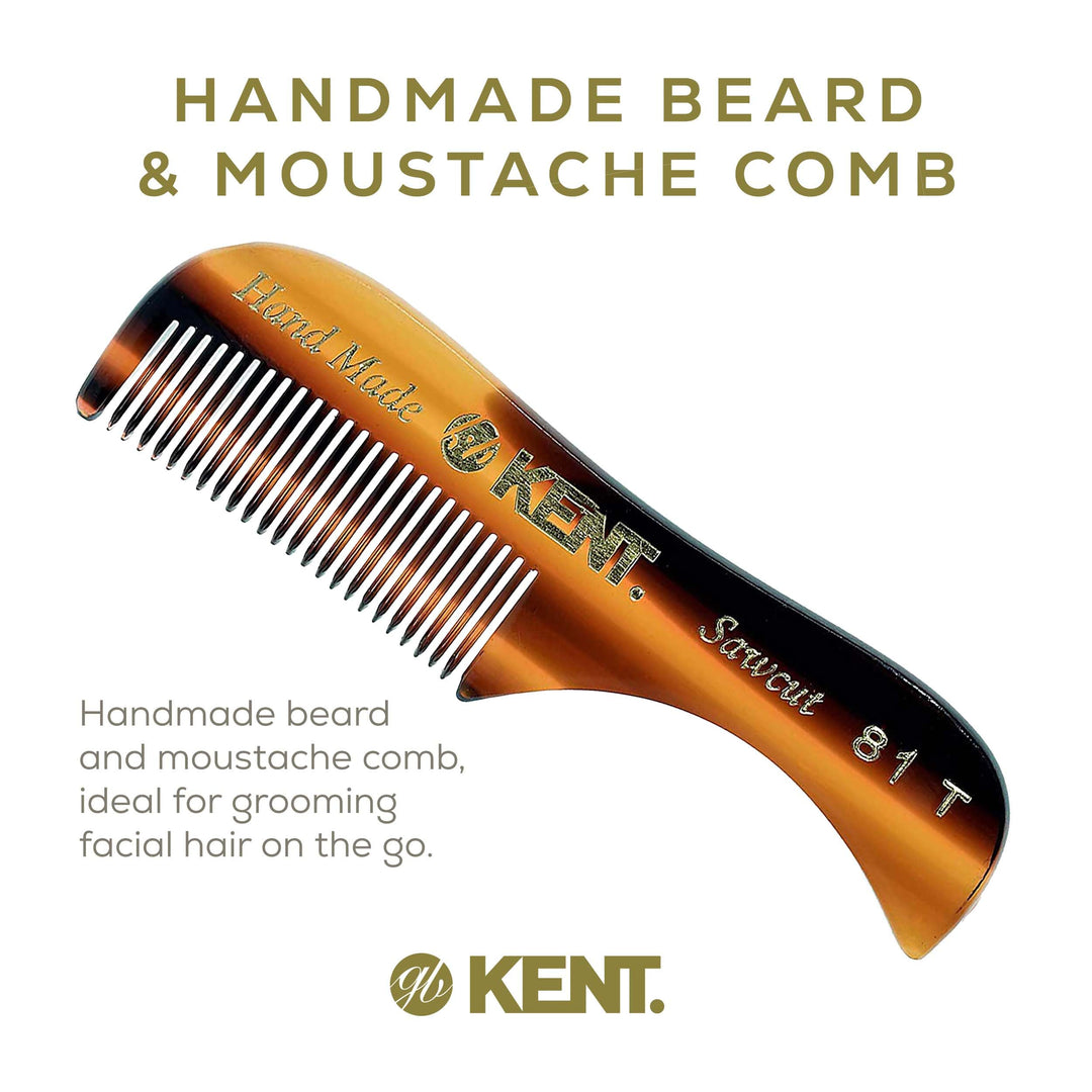 81T Freddie Handmade Beard Mustache Comb - Extra Small. Unbreakable Fine Toothed Beard and Moustache Combs Pocket Size for Facial Hair Grooming. Hand-Made Saw-Cut & Polished