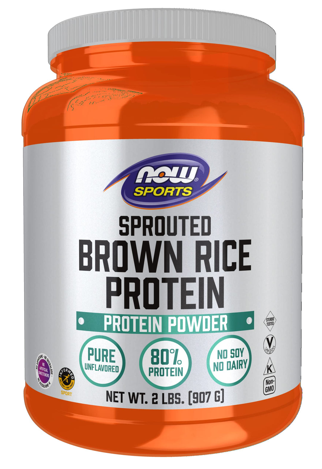 Sports Nutrition, Sprouted Brown Rice Protein, 80% Protein, Unflavored Powder, 2-Pound