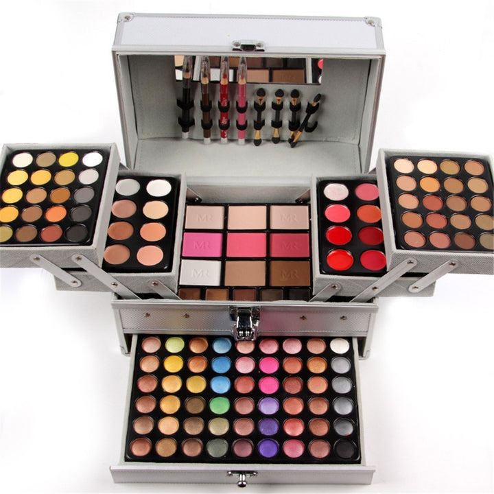 All-in-One Holiday Makeup Gift Set Xmas Essential Starter Bundle Include Eyeshadow Palette Lipgloss Concealer Blush Eyebrow Foundation Face Powder Eyeliner Pencil