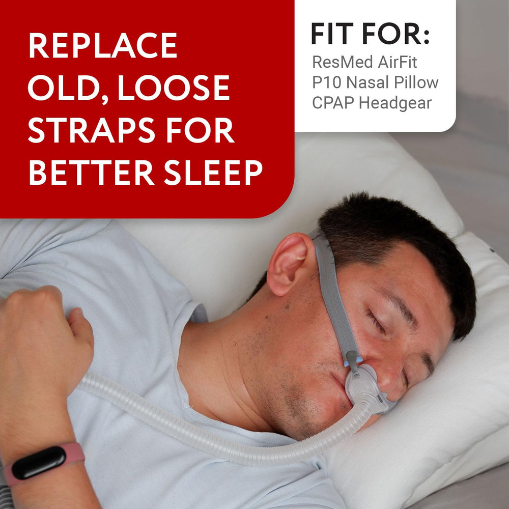 Impresa Replacement Headgear for CPAP Mask - Includes 2 Elastic Mask Straps and 4 Adjustable Clips - Compatible with ResMed Airfit P10 Nasal Pillow (6 Pieces Total)