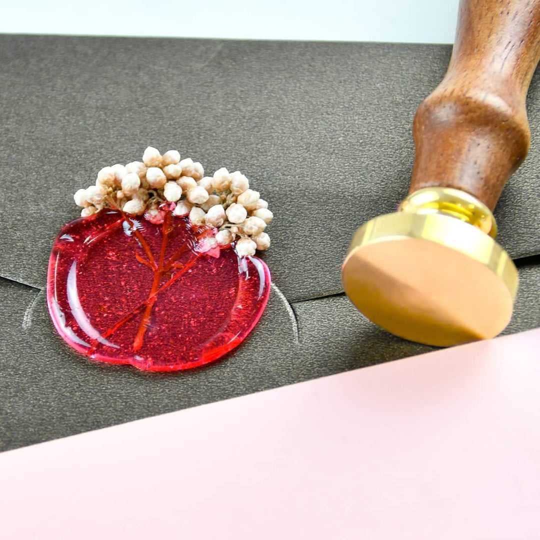 Blank Brass Wax Seal Stamp, Round Metal Stamp Head no Design, Excellent DIY Tools, for Party Invitation Envelope Gift Wrapping Thanksgiving Card - 1 inch in Diameter