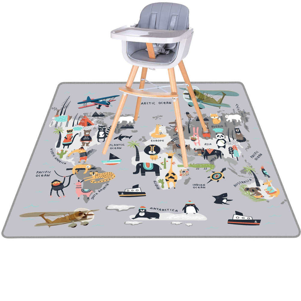 Splat Mat for Baby – Under High Chair Floor Mat Protects Wood, Vinyl and Carpet from Spills – Waterproof 4 Layer Baby Mat with Anti-Skid Backing Deters Bunching and Sliding (51” x 51”)
