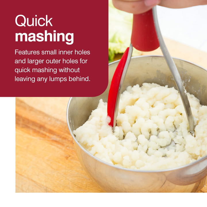 Stainless Steel Potato Masher - Food Smasher Tool for Healthy Meal Prep - Mashed Potato & Avocado Masher - Stainless Steel Masher for Family Dinner - Kitchen Tools & Essentials