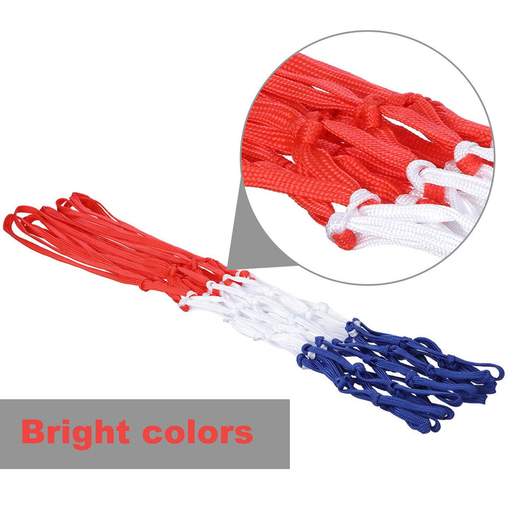 Heavy Duty Basketball Net Replacement All Weather Basketball Net Fits Standard Indoor or Outdoor, 12 Loop (Red, White, Blue)