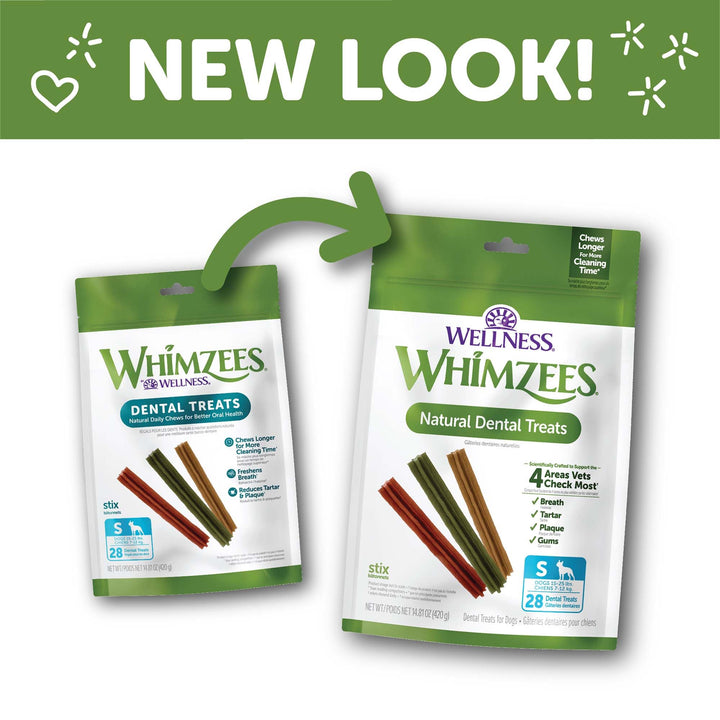 Wellness Stix Dog Dental Treats, Natural Chews, Small Size Stick, (28 Count)