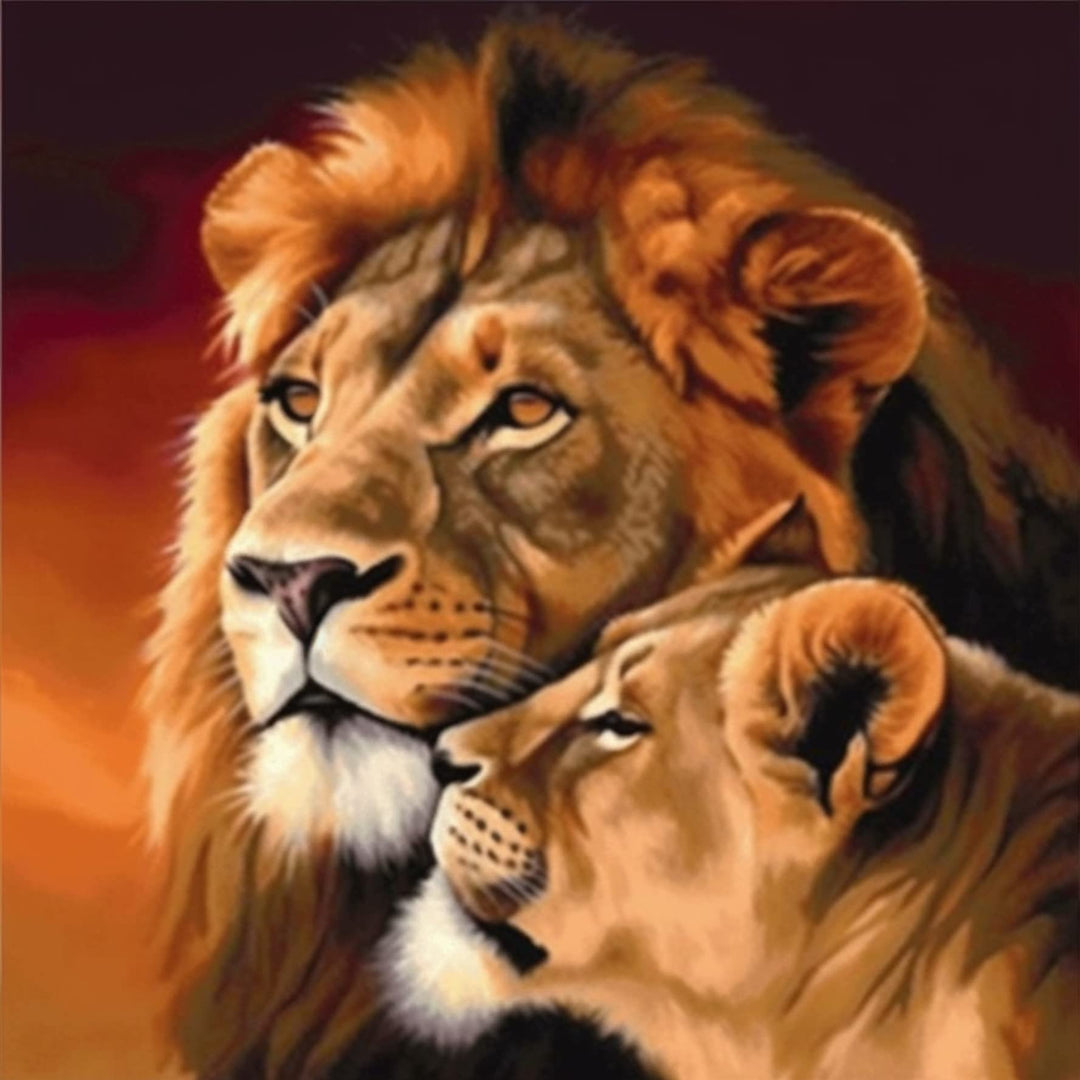 5D Diamond Painting Kits Lion Couple, Full Drill Beast DIY Rhinestone Embroidery Set Paint with Diamonds Art by Number Kits Cross Stitch Home Wall Craft Decoration (12x12inch)