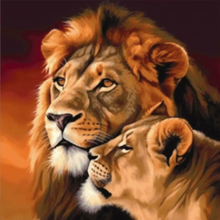 5D Diamond Painting Kits Lion Couple, Full Drill Beast DIY Rhinestone Embroidery Set Paint with Diamonds Art by Number Kits Cross Stitch Home Wall Craft Decoration (12x12inch)