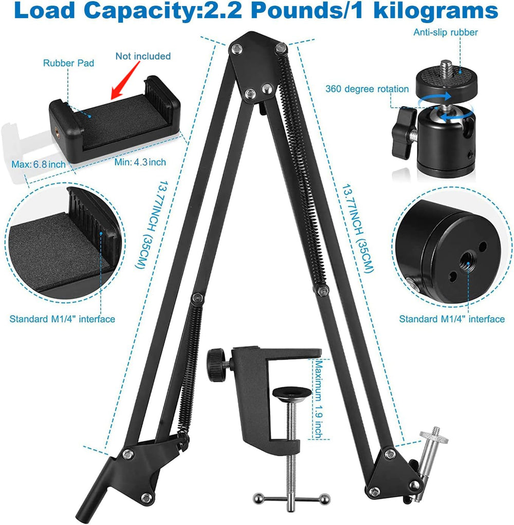 Anivia Webcam Stand, Webcam Clamp Mount Suspension Scissor Tripod Stand Holder Camera arm for Webcam