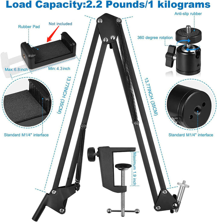 Anivia Webcam Stand, Webcam Clamp Mount Suspension Scissor Tripod Stand Holder Camera arm for Webcam