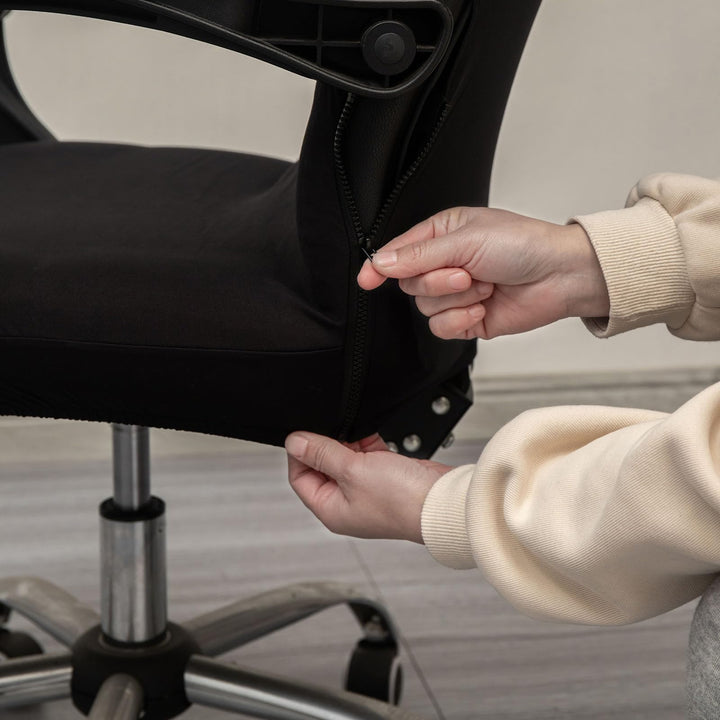 Office Chair Cover - Universal Stretch Desk Chair Cover, Computer Chair Slipcovers (Size: L) - Black