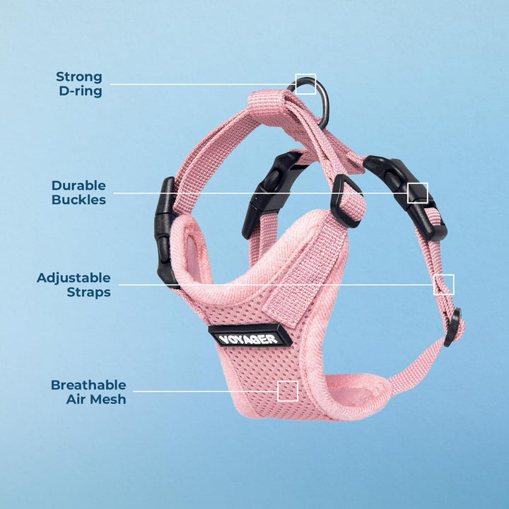 Voyager Step-in Lock Pet Harness - All Weather Mesh, Adjustable Step in Harness for Cats and Dogs - Pink, S