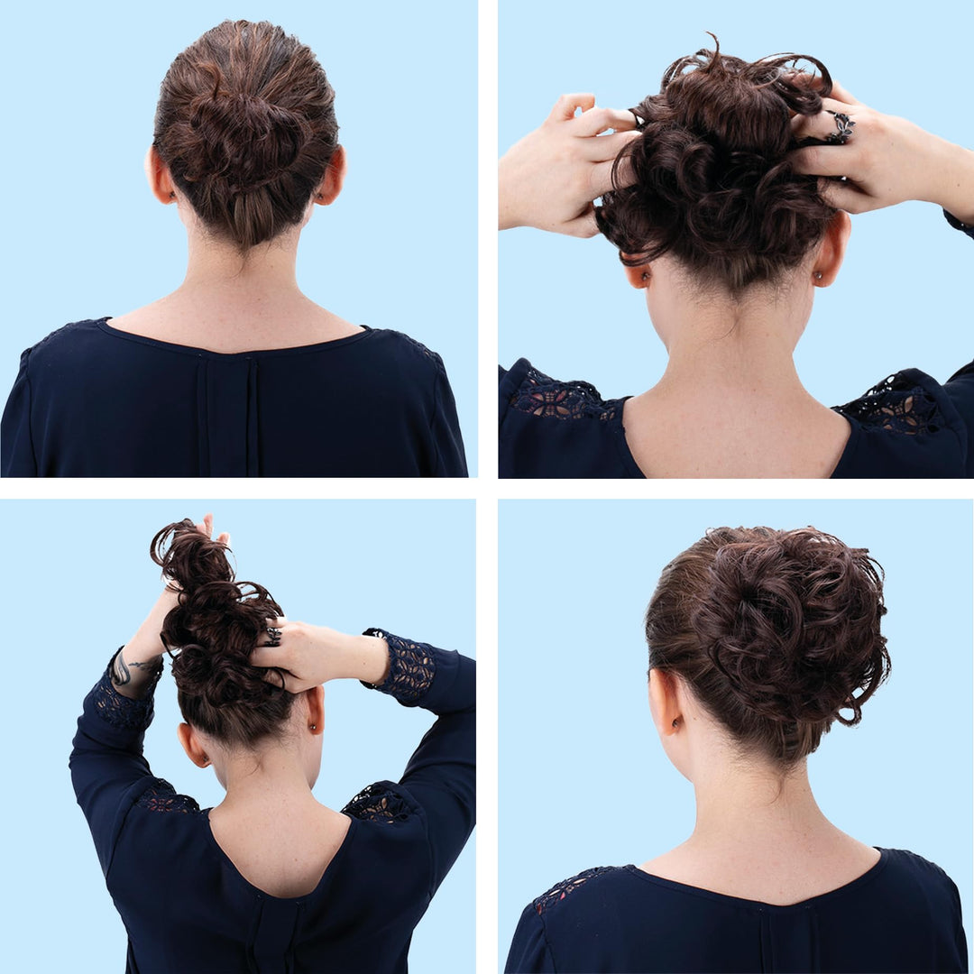 dark brown 4A : PRETTYSHOP Scrunchie Scrunchy Bun Up Do Hair piece Hair Ribbon Ponytail Extensions Wavy Curly or Messy dark brown 4A