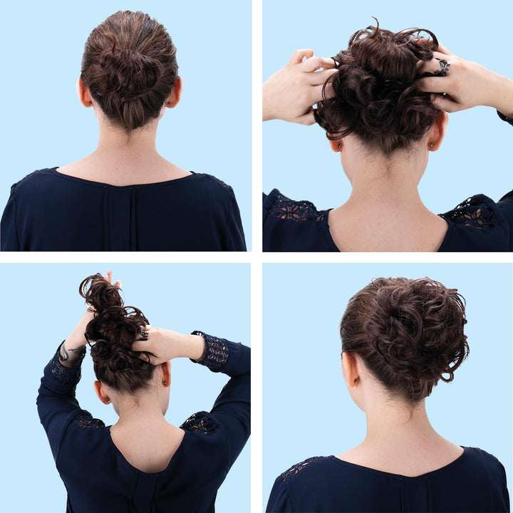 dark brown 4A : PRETTYSHOP Scrunchie Scrunchy Bun Up Do Hair piece Hair Ribbon Ponytail Extensions Wavy Curly or Messy dark brown 4A