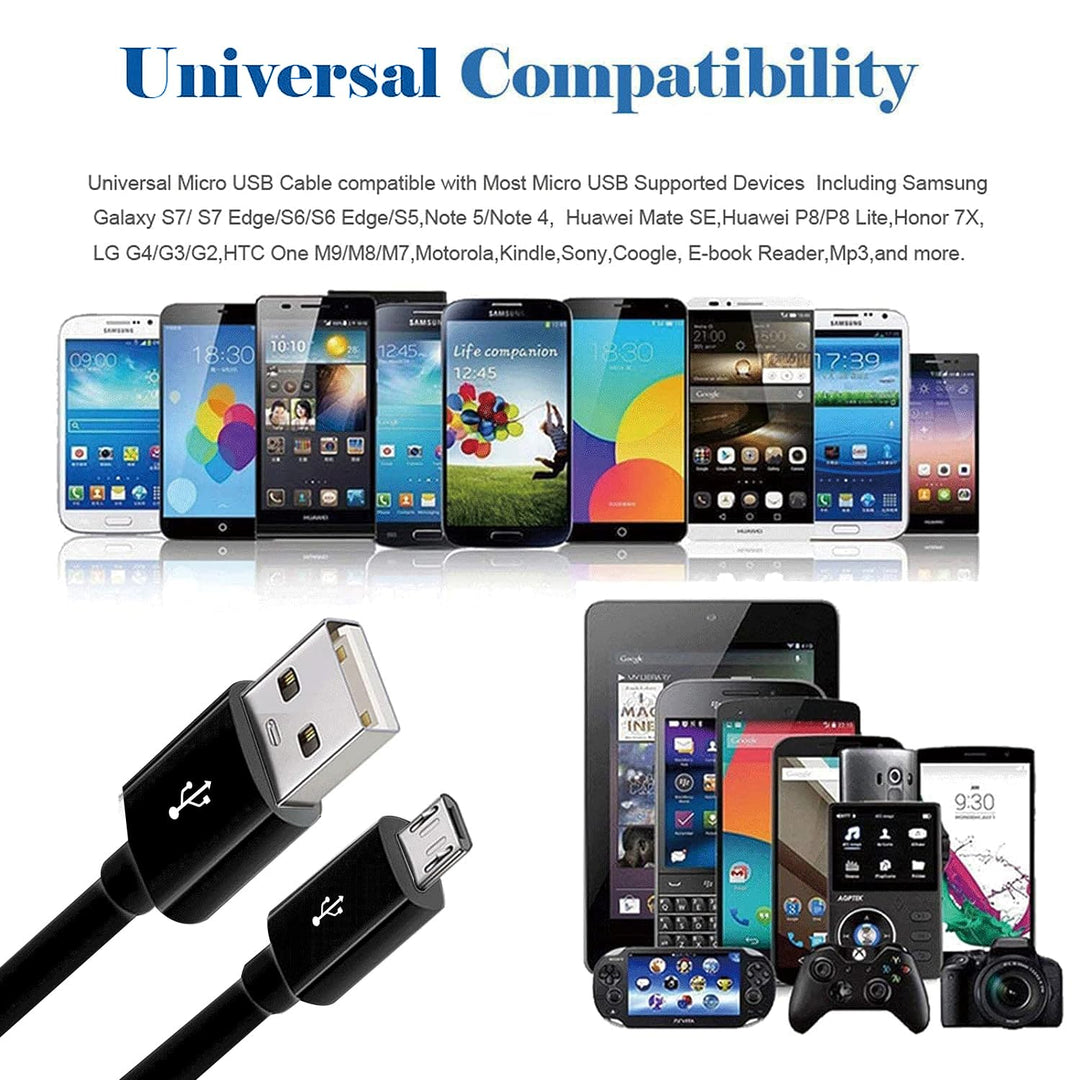 USB A to USB Micro Charging Cable, 4 in 1 Multi Charger Cable Micro USB Splitter Cable 4 Ports Micro USB 2.0 Male-Male Charging Cord Adapter Connectors for Cell Phones and More (Black 1.8M)