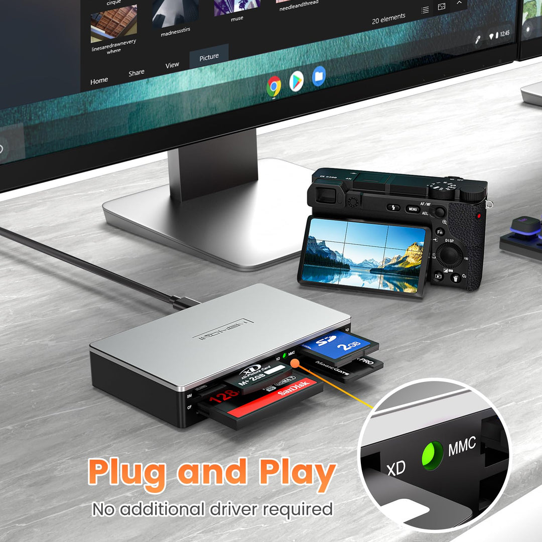 SmartMedia Card Reader Writer All-in-1 USB Universal Multi Card Adapter Slim Hub Read Smart Media, xD, SD, SDHC, SDXC, UHS-I, MMC, MS Pro Duo, CF, MD, Camera Flash Memory Cards For Windows, Mac, Linux