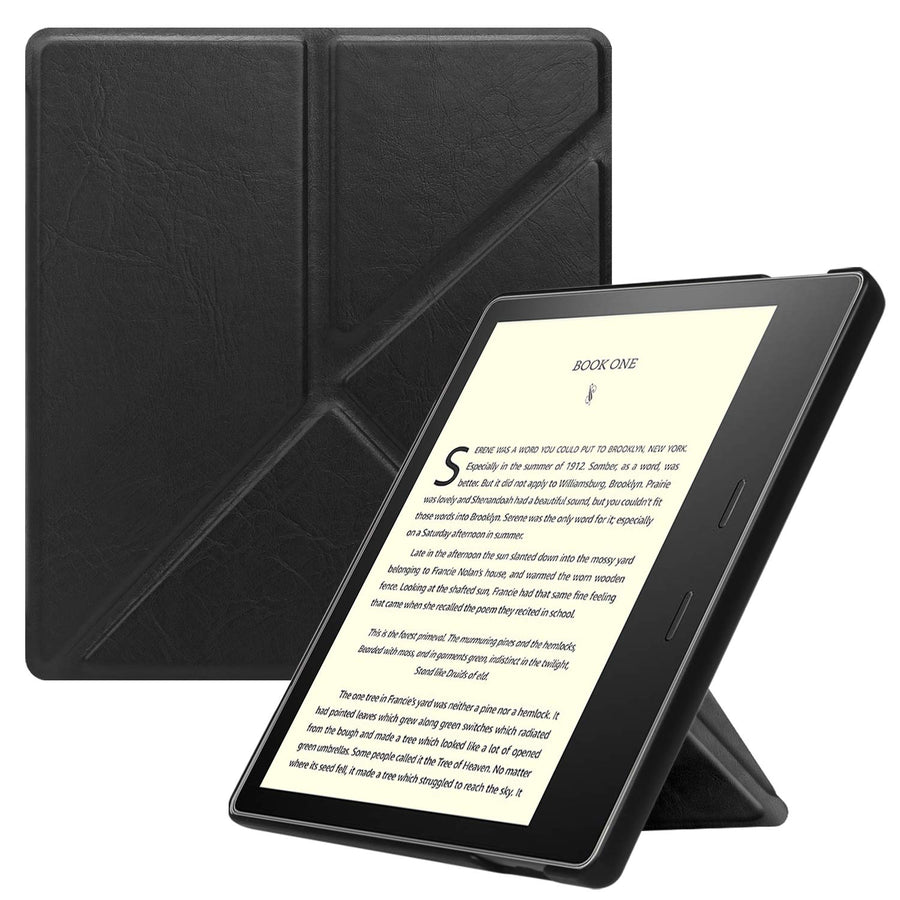 Origami Case for 7 Kindle Oasis (10th/9th Generation, 2019/2017 Release) - Slim Fit Stand Cover Support Hands Free Reading with Auto Wake Sleep, Black