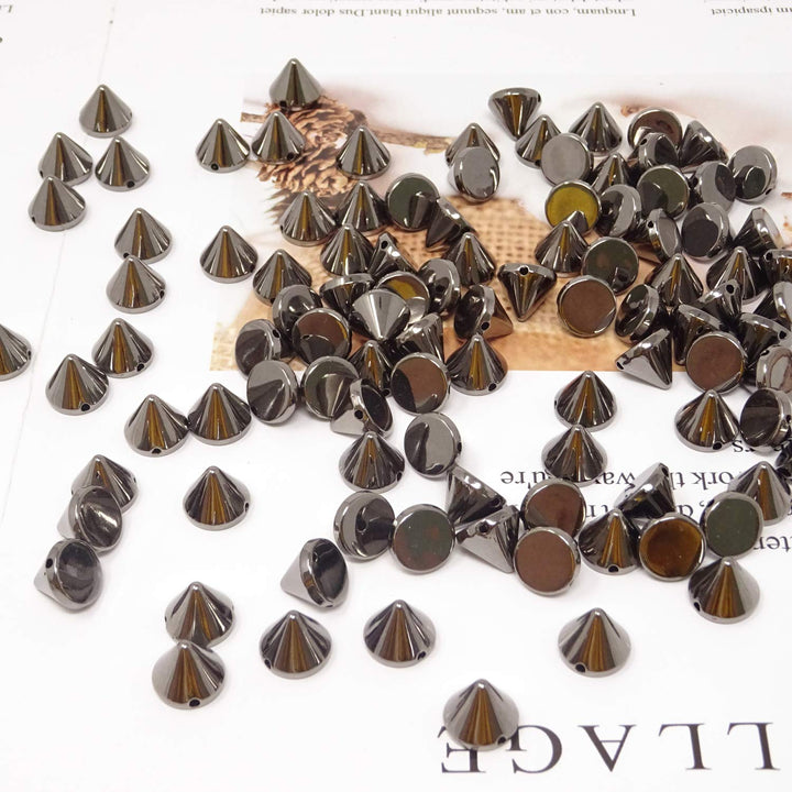 100PCS Acrylic Punk Bullet Rivets Cone Spike Studs Beads, Sew on or Glue on (Gold)