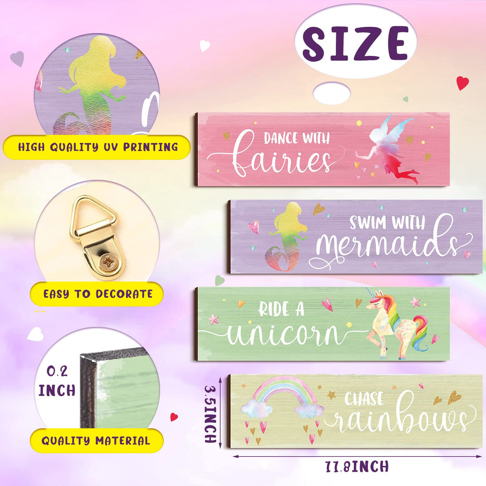 Unicorn Rainbow Girls Room Wall Decor Unicorn Rainbow Motivational Wall Art Inspirational Wall Art Room Decor Unicorn Bedroom Decor for Girls Kids Bedroom Nursery Decorations (Novel Style)