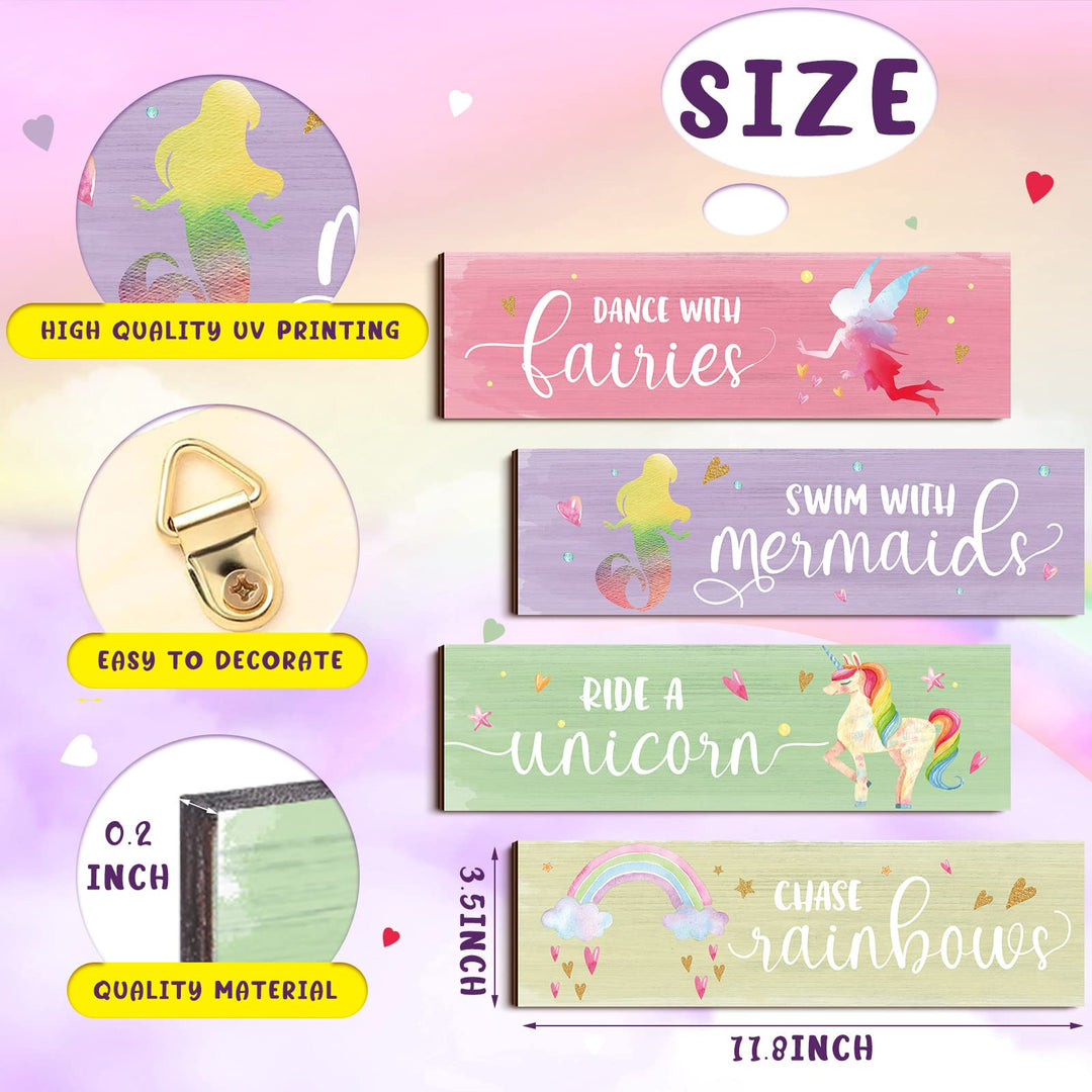 Unicorn Rainbow Girls Room Wall Decor Unicorn Rainbow Motivational Wall Art Inspirational Wall Art Room Decor Unicorn Bedroom Decor for Girls Kids Bedroom Nursery Decorations (Novel Style)
