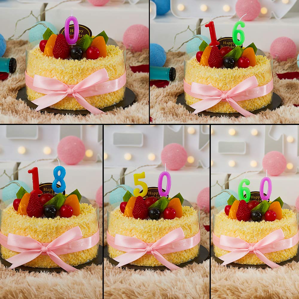 10 Pieces Birthday Candles Cake Numeral Candles Number 0-9 Glitter Cake Topper Decoration for Party, Wedding, Bottle Service, Night Club,Kids,Adults (Colourful)