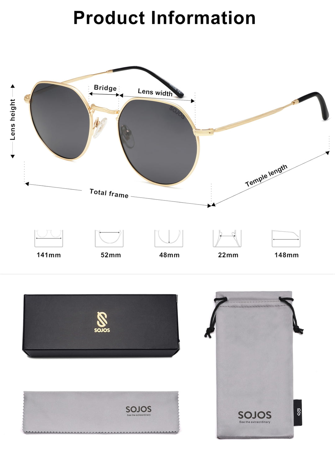 Round Polygon Polarized Sunglasses for Women Men Retro Classic Vintage Panto Shades SJ1157
