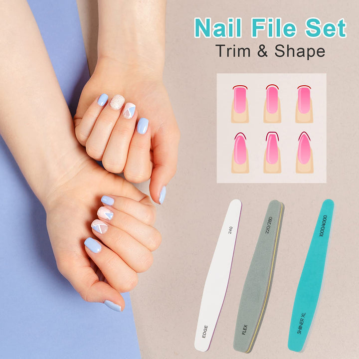 Nail Files, Nail Buffers Emery Boards Gel Nail Polish Remover Washable Different Grit Nail File Set 6pcs