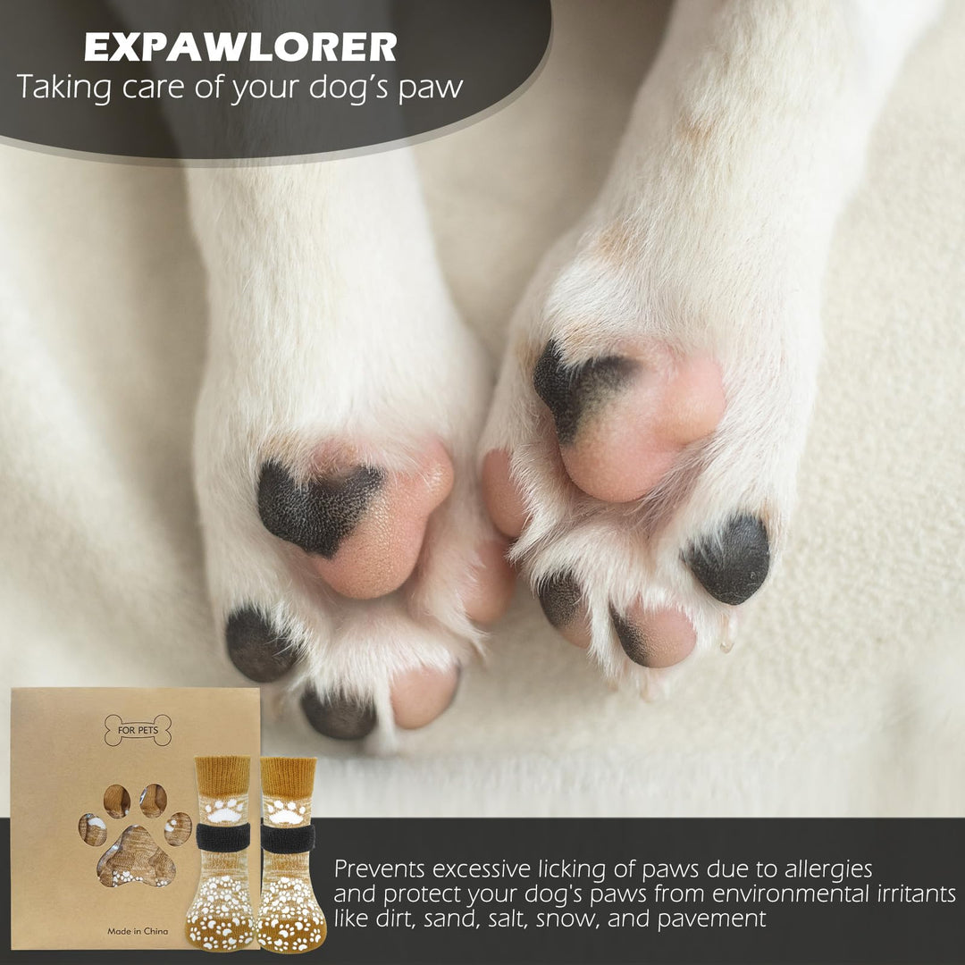 Anti Slip Dog Socks to Prevent Licking Paws, Dog Shoes for Hot Pavement, Dog Booties for Small Medium Large Senior Dogs, Traction Control Dog Boots & Paw Protectors for Hardwood Floors