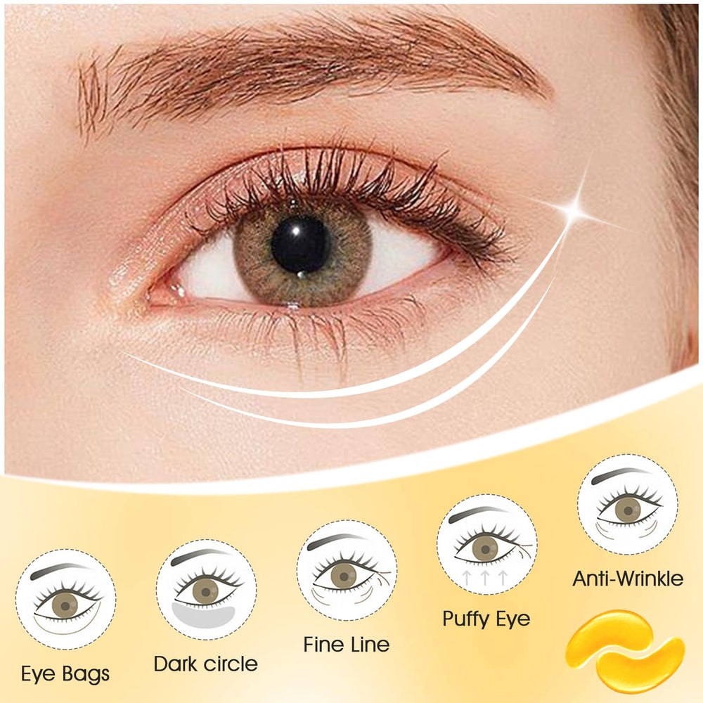 Rotus 30 Pairs Gold Eye Mask Power Crystal Gel Collagen Masks, Great For Anti Aging, Dark Circles & Puffiness