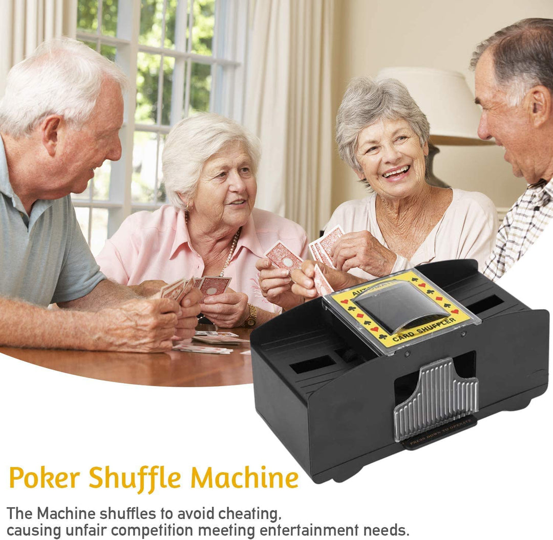 Seasonal Designs Automatic Card Shuffler,2 Decks Poker Shuffler Portable Card Shuffler,Battery-Operated Playing Card Shuffler for Casino,Club Gaming and Home Party, Black