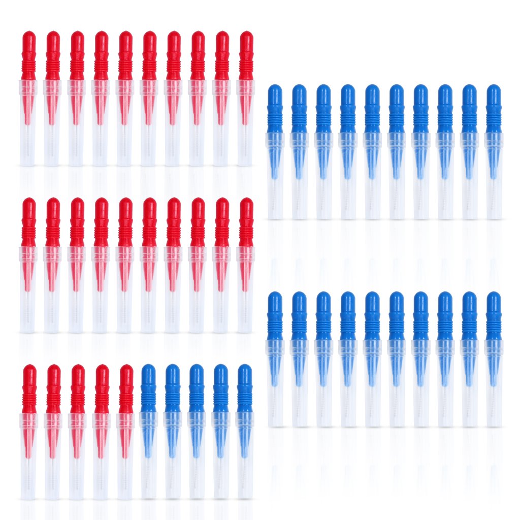 50 Count Interdental Brush,Toothpick Tooth Flossing Head Oral Dental Hygiene Brush, Tooth Cleaning Tool (Red+Blue)