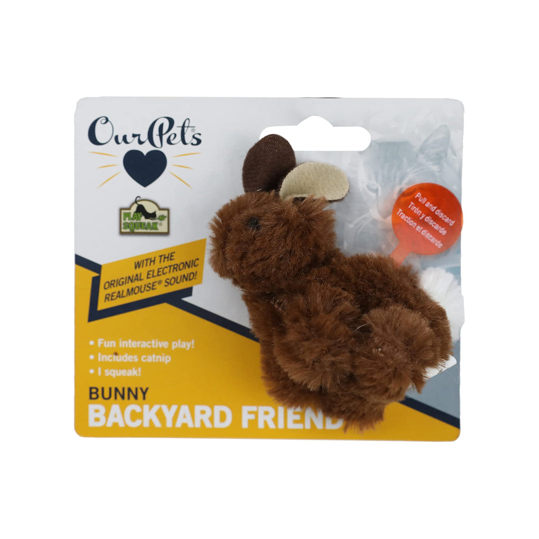 OurPets PLAY-N-SQUEAK Backyard Bunny Catnip Cat Toy, Multi-Color, (CT-10494)