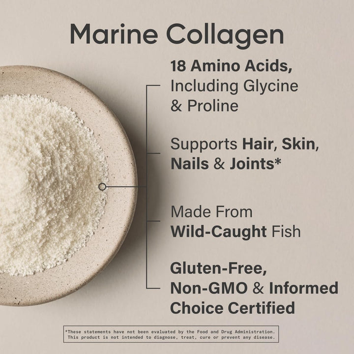 Marine Collagen Peptides Powder - Sourced from Wild-Caught Fish, Pescatarian Friendly, Keto Certified & Non-GMO Tested - Easy to Mix in Water or Juice! (34 Servings)
