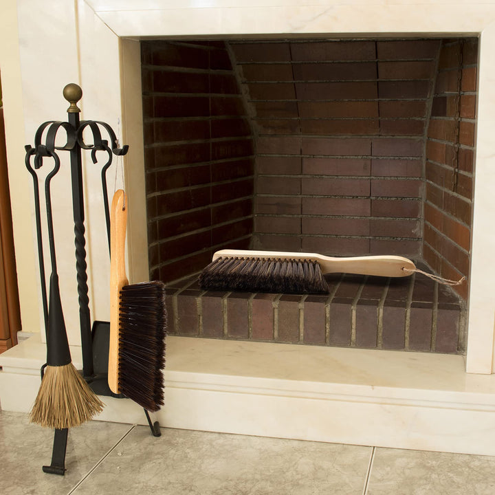 2 Pieces Wooden Bench Brushes, Soft Bristles, Long Wood Handle, Brown