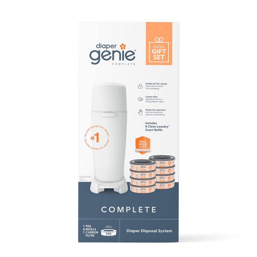 Registry Gift Set | Includes Complete Diaper Pail, 8 Refill Bags, 1 Carbon Filter | Perfect Starter Kit