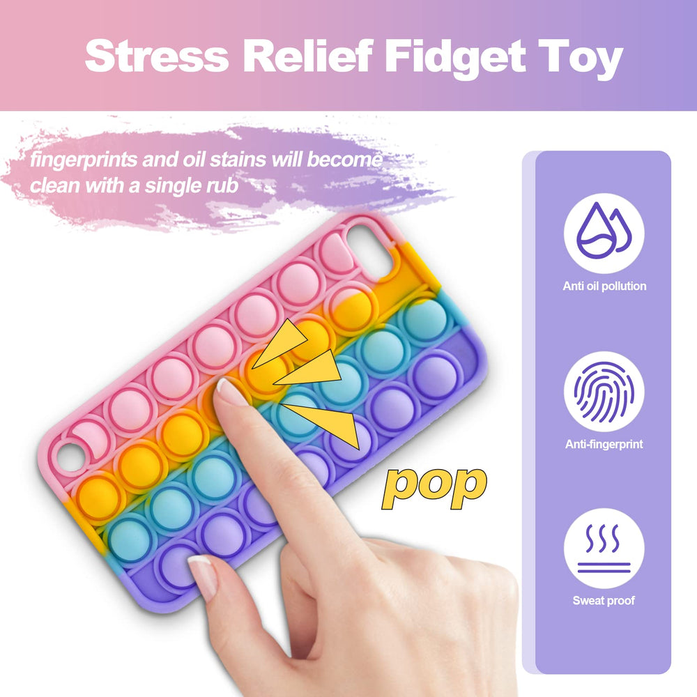 iPod Touch 7 Pop it Case, Stress Relief Fidget Toy Push Pop Bubble Sensory Silicone Cute Design Protective Girls Women Case for Apple iPod Touch 5/6/7th Generation