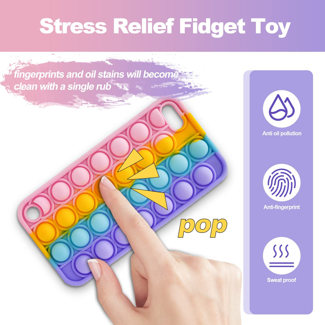 iPod Touch 7 Pop it Case, Stress Relief Fidget Toy Push Pop Bubble Sensory Silicone Cute Design Protective Girls Women Case for Apple iPod Touch 5/6/7th Generation