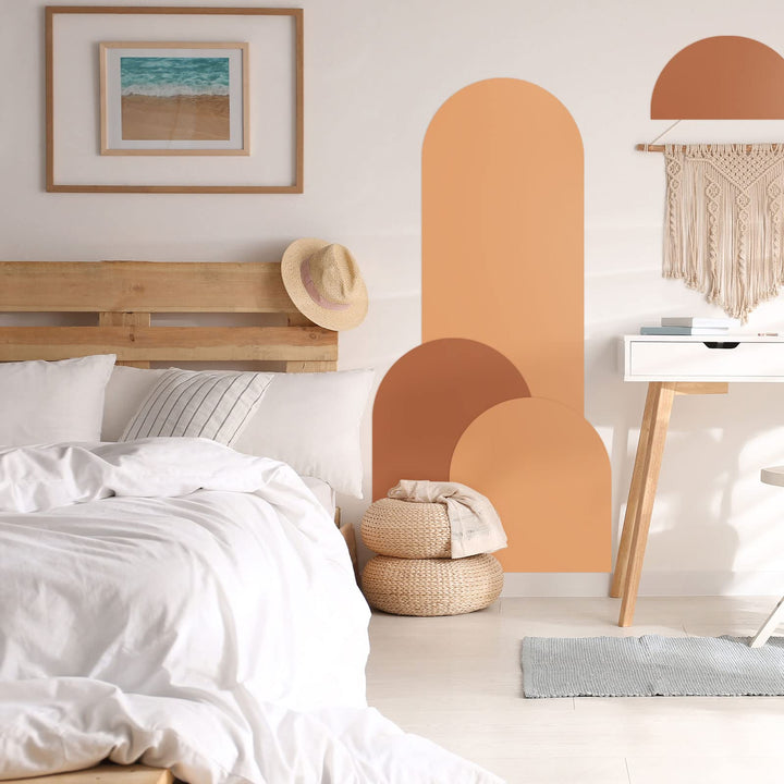 5 Pieces Arch Wall Decal Boho Wall Decal Peel and Stick Modern Polka Dot Decals Arch Wall Stickers Terracotta Wall Decor Art Murals Wall Decal Removable Minimalist Wallpaper for Bedroom Living Room