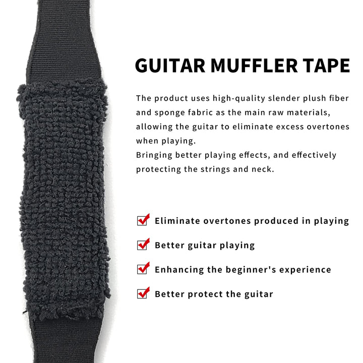 2PCS Guitar String Mute Damper,Guitar String Cover Tape, Adjustable Bass Mute, Fingerboard Mute Tape, Musical Instrument Accessories(Black)